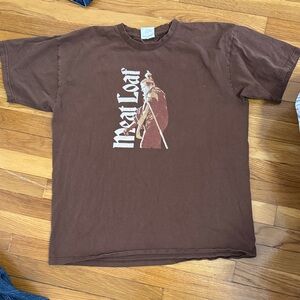 Men's Merch Brown Graphic Tee with 'Meat Loaf' Print. 2005 Hair of the Dog Tour